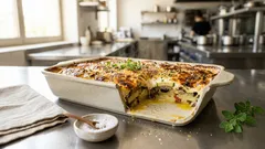 Λαχανικά ογκρατέν στο ταψί: κρεμώδης μπεσαμέλ και χρυσαφένια κρούστα, χωρίς κόπο